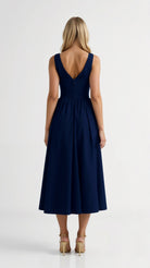 Cassandra Women's Midi Dress | Twisted V-Neck, Elegant Summer Cocktail Dress 1