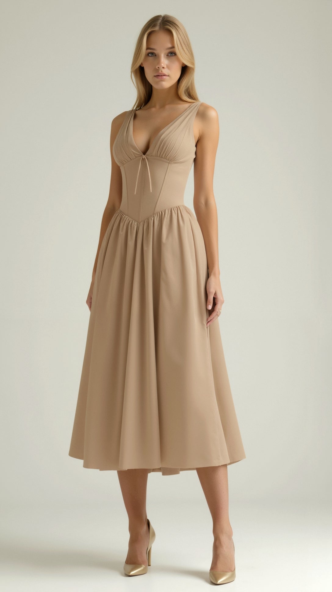 Cassandra Women's Midi Dress | Twisted V-Neck, Elegant Summer Cocktail Dress 11