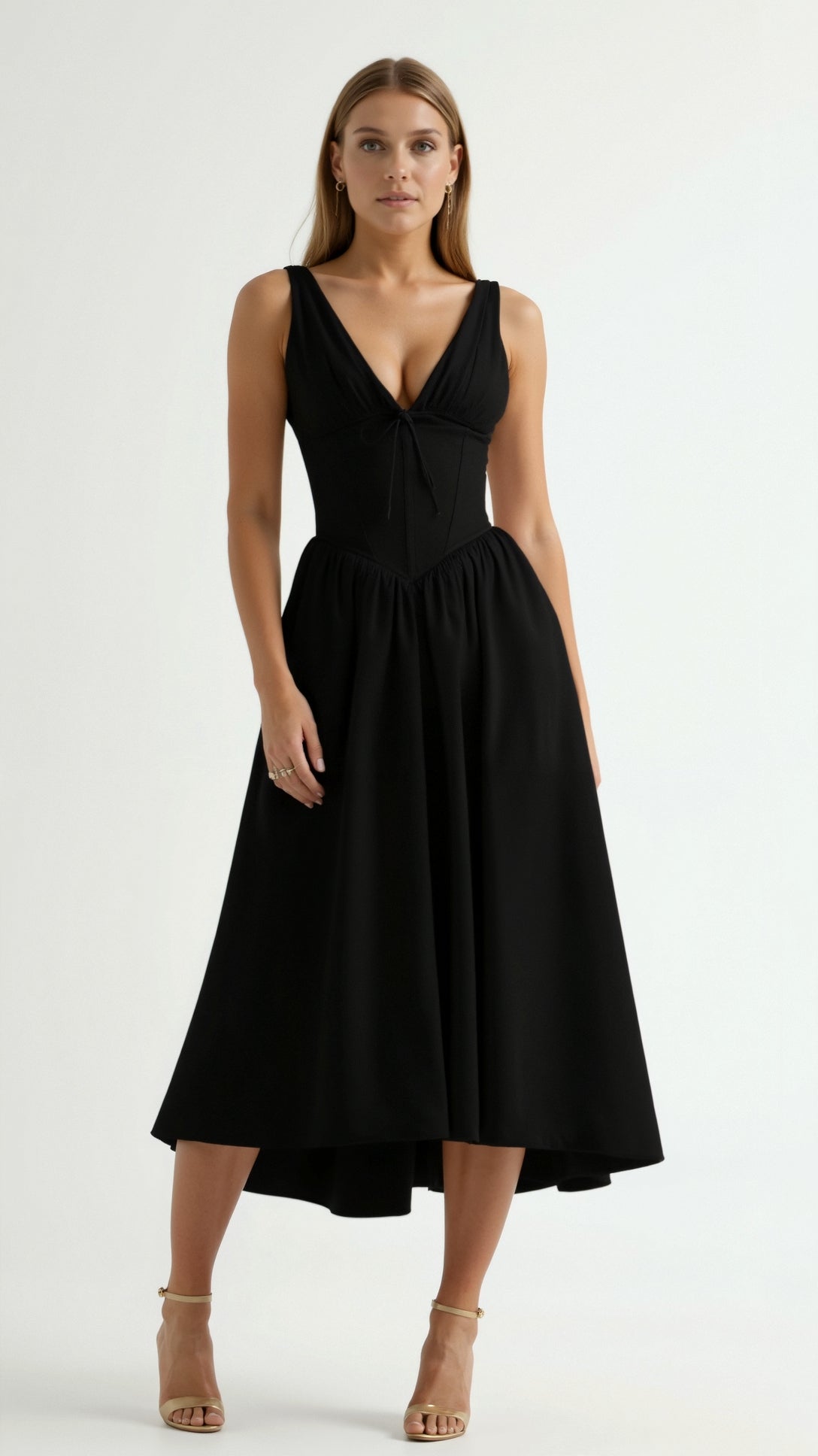 Cassandra Women's Midi Dress | Twisted V-Neck, Elegant Summer Cocktail Dress 3