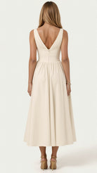 Cassandra Women's Midi Dress | Twisted V-Neck, Elegant Summer Cocktail Dress 7