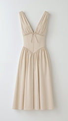Cassandra Women's Midi Dress | Twisted V-Neck, Elegant Summer Cocktail Dress 8