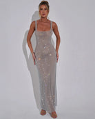 Celeste Women's Maxi Dress | Sequin Embellished, Bold Red Evening Gown 5