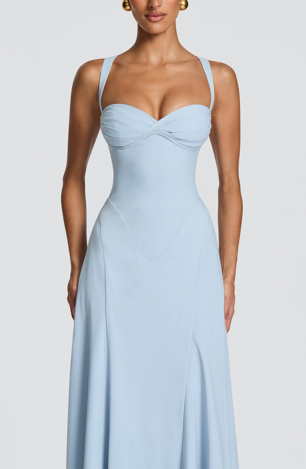 Celeste Women's Maxi Gown | Sculpted Waist, Powder Blue Evening Dress 3