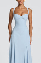 Celeste Women's Maxi Gown | Sculpted Waist, Powder Blue Evening Dress 3