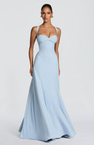 Celeste Women's Maxi Gown | Sculpted Waist, Powder Blue Evening Dress 4