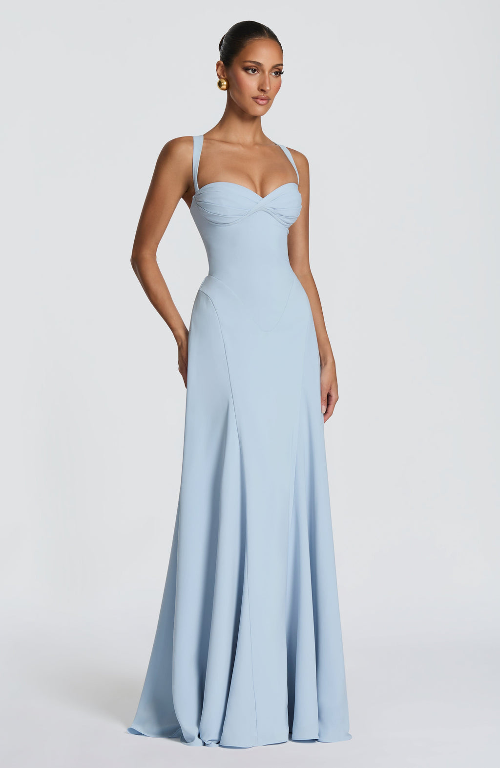 Celeste Women's Maxi Gown | Sculpted Waist, Powder Blue Evening Dress 5