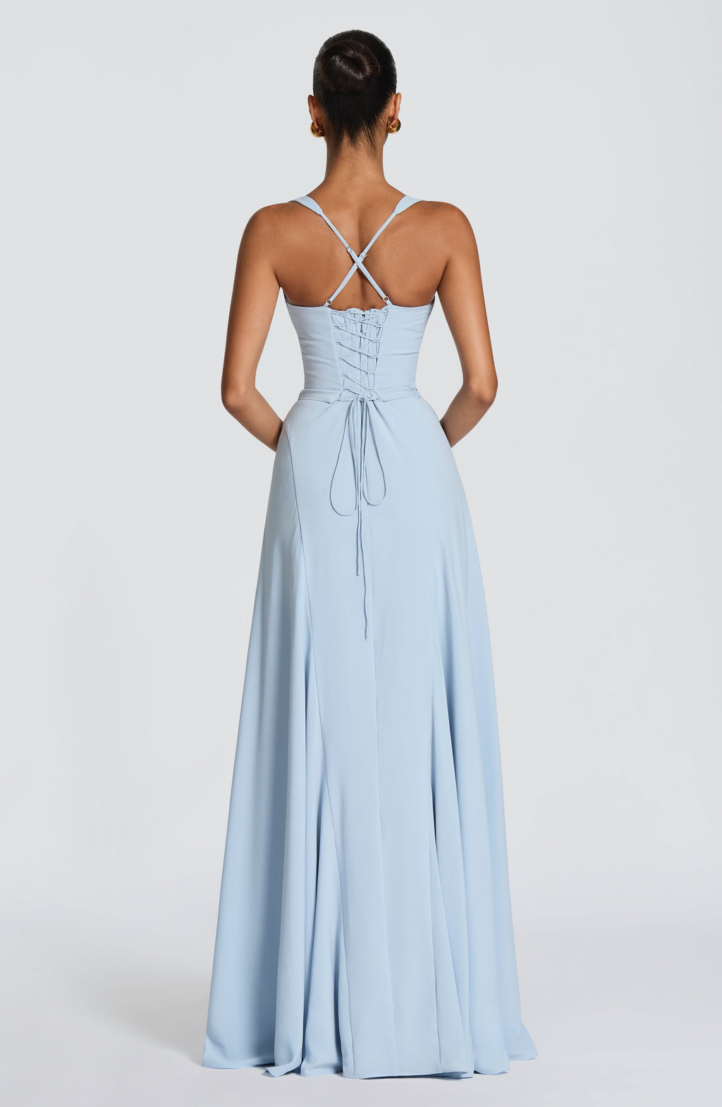 Celeste Women's Maxi Gown | Sculpted Waist, Powder Blue Evening Dress 6