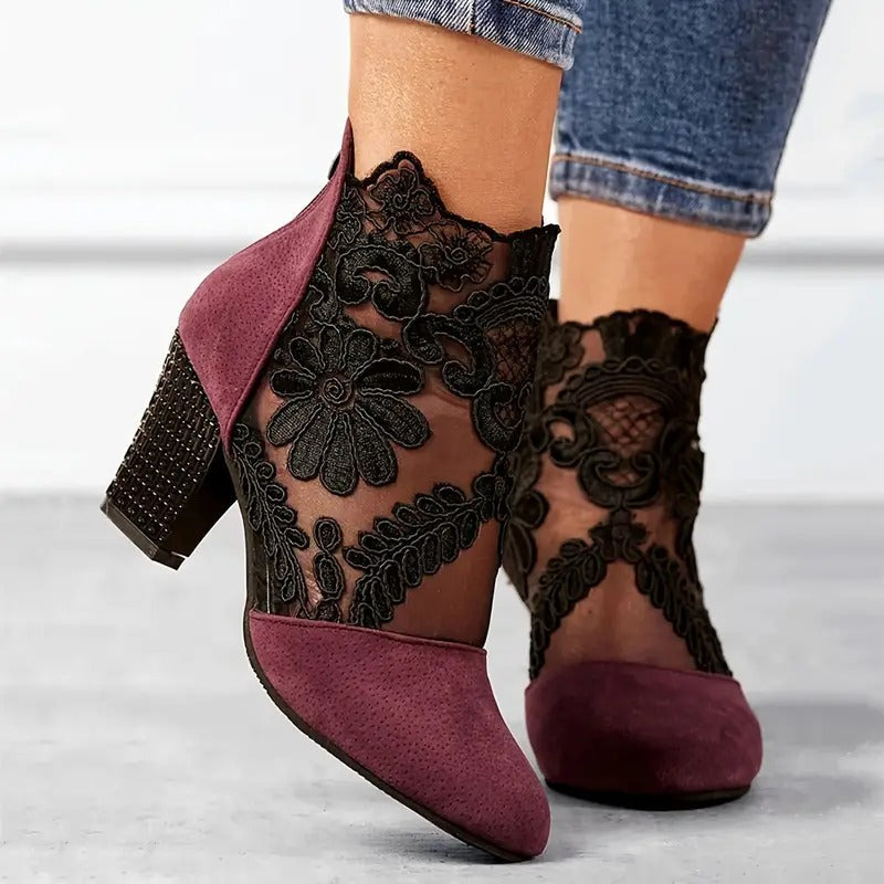 Celia Women's Heels | Handmade Floral Lace, Elegant Design 0