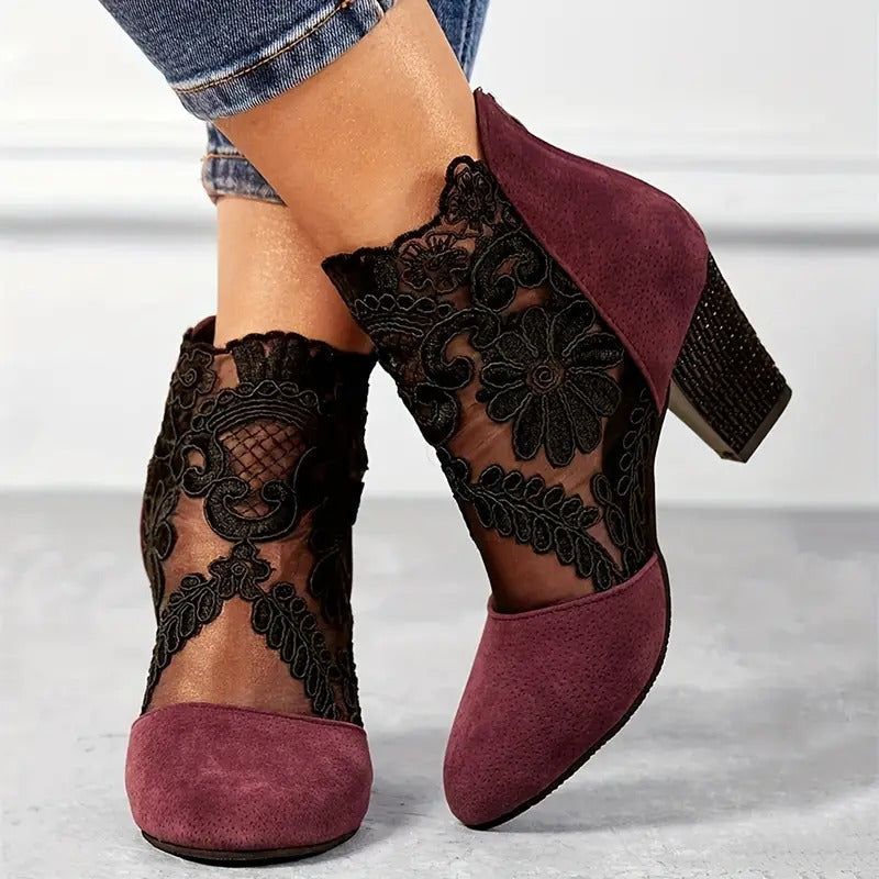 Celia Women's Heels | Handmade Floral Lace, Elegant Design 1