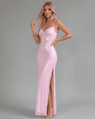 Celia Women's Maxi Dress | Pink Sequin, Elegant Evening Wear 4