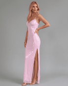 Celia Women's Maxi Dress | Pink Sequin, Elegant Evening Wear 5