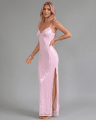 Celia Women's Maxi Dress | Pink Sequin, Elegant Evening Wear 6