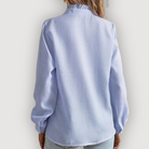 Cleo Women's Blouse | Lightweight Fabric, Ruffle Trim, Vertical Stripes 1