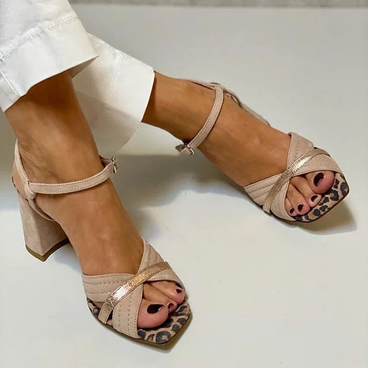 Cleo Women's Sandals | Suede Upper, Leopard Print Insole 1