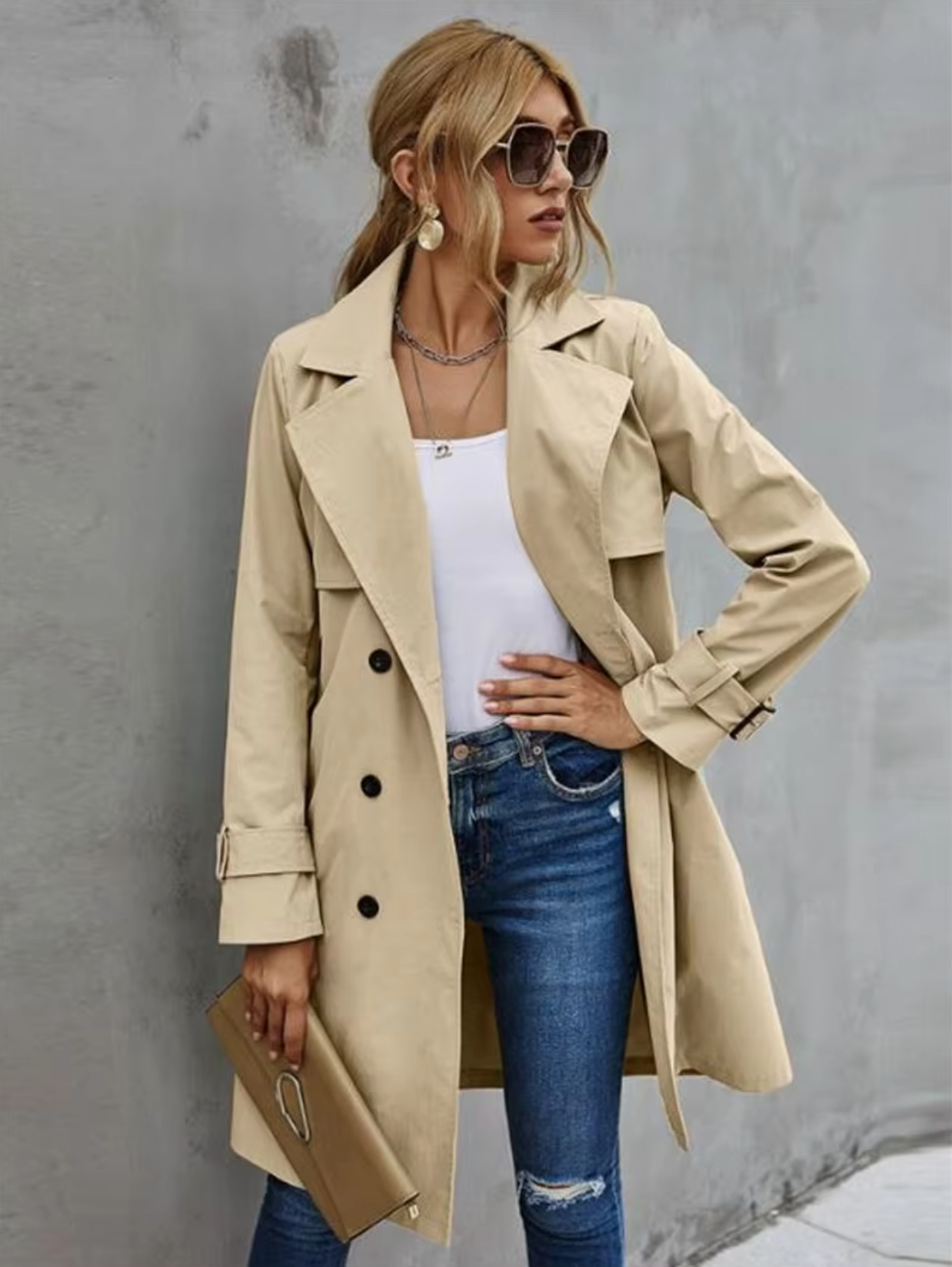Cora Women's Trench Coat | Double-Breasted, Classic Style 1