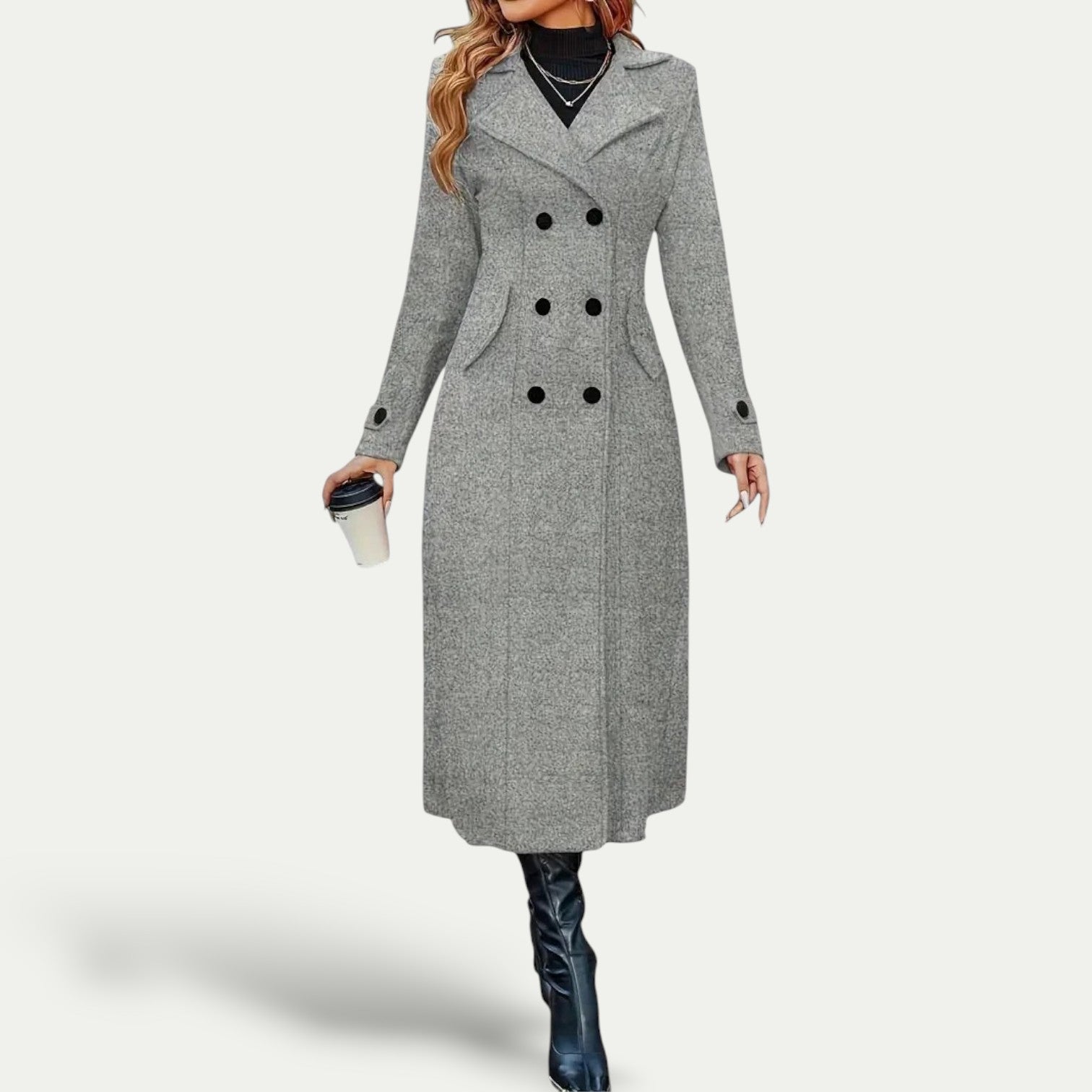 Daisy Women's Longline Coat | Double-Breasted, Elegant Winter Outerwear 1
