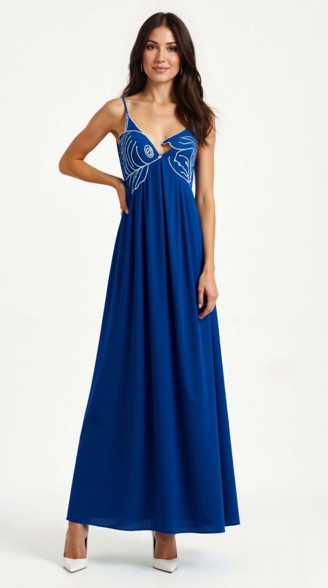 Daisy Women's Maxi Dress | Embroidered Lightweight Fabric, Bohemian Elegance 3