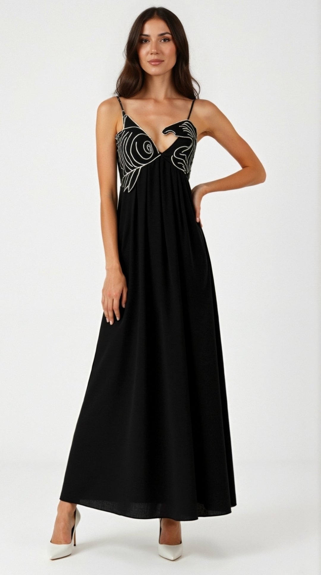 Daisy Women's Maxi Dress | Embroidered Lightweight Fabric, Bohemian Elegance 6