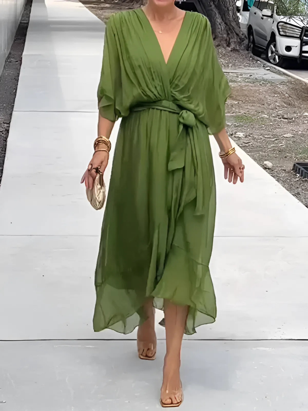 Daisy Women's Midi Dress | Tie Waist, Flutter Sleeve, Plus Size Available 1