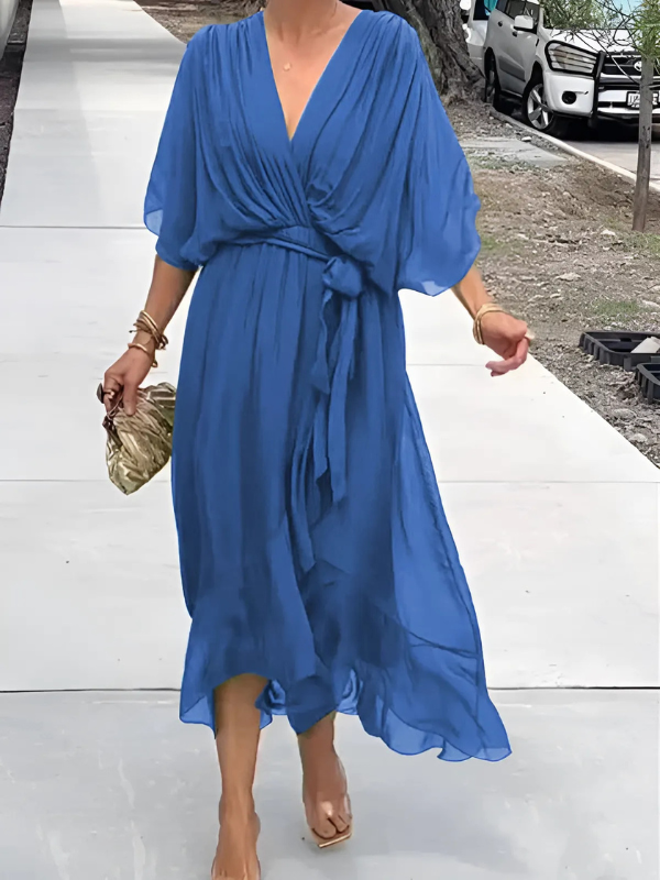 Daisy Women's Midi Dress | Tie Waist, Flutter Sleeve, Plus Size Available 2