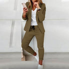 Dara Women's Blazer Set | Elegant Beige, Tailored Blazer and Trouser Set 7