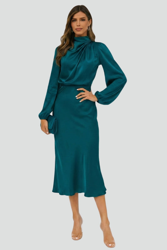 Diana Women's Midi Dress | High Neck, Elegant Summer Style 4