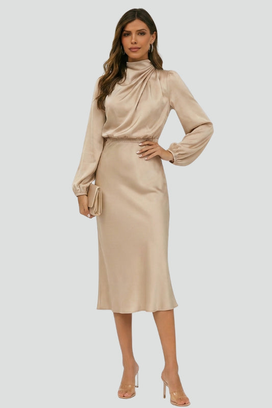 Diana Women's Midi Dress | High Neck, Elegant Summer Style 5