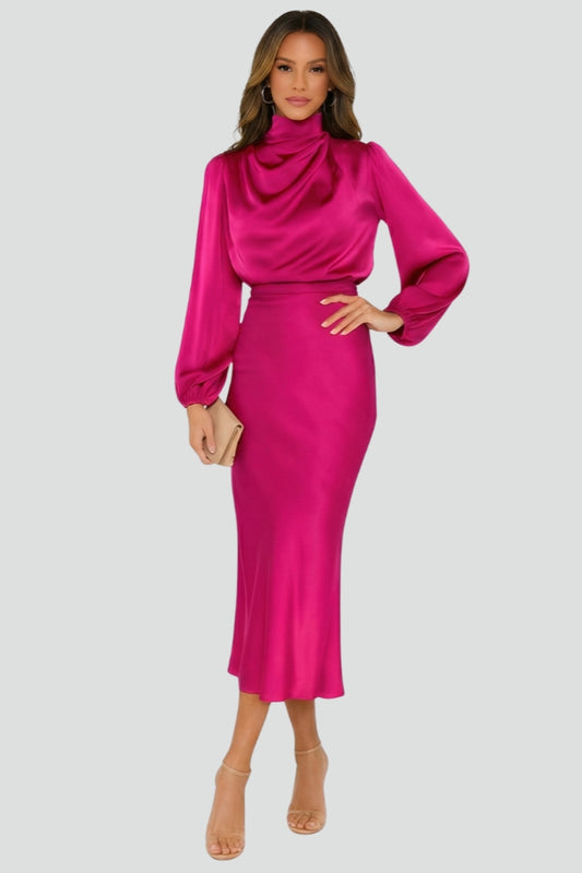 Diana Women's Midi Dress | High Neck, Elegant Summer Style 7