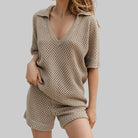 Ella Women's Knitted Co Ord Set | Short Sleeve, Relaxed Fit 0