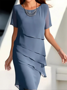 Ella Women's Midi Dress | Layered Chiffon, Formal 0