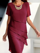 Ella Women's Midi Dress | Layered Chiffon, Formal 3