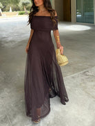 Elysia Women's Maxi Dress | Soft Chiffon, Elegant Off-Shoulder 0