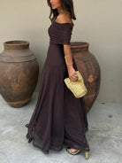 Elysia Women's Maxi Dress | Soft Chiffon, Elegant Off-Shoulder 1