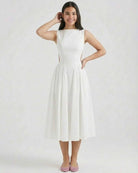 Elysia Women's Midi Dress | Elegant A-Line with Open Back Detail 5