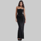 Evelyn Women's Cocktail Dress | Soft Velvet with Golden Shimmer, Strapless Corset 0