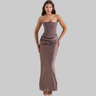 Evelyn Women's Cocktail Dress | Soft Velvet with Golden Shimmer, Strapless Corset 1
