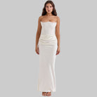Evelyn Women's Cocktail Dress | Soft Velvet with Golden Shimmer, Strapless Corset 2