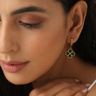 Evelyn Women's Earrings | Gold Clover Design with Emerald Stones 1