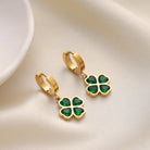 Evelyn Women's Earrings | Gold Clover Design with Emerald Stones 4