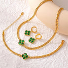 Evelyn Women's Earrings | Gold Clover Design with Emerald Stones 5