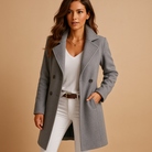 Evelyn Women's Long Coat | Tailored Design, Button Closure, Full-Length 0