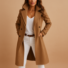 Evelyn Women's Long Coat | Tailored Design, Button Closure, Full-Length 1