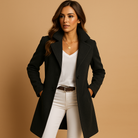 Evelyn Women's Long Coat | Tailored Design, Button Closure, Full-Length 2