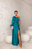 Evelyn Women's Maxi Dress | Satin One-Shoulder, Elegant Cocktail Gown 1