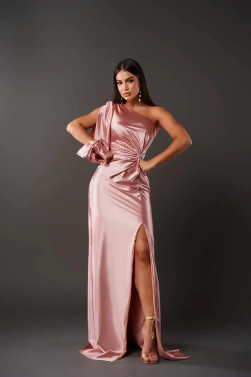 Evelyn Women's Maxi Dress | Satin One-Shoulder, Elegant Cocktail Gown 15