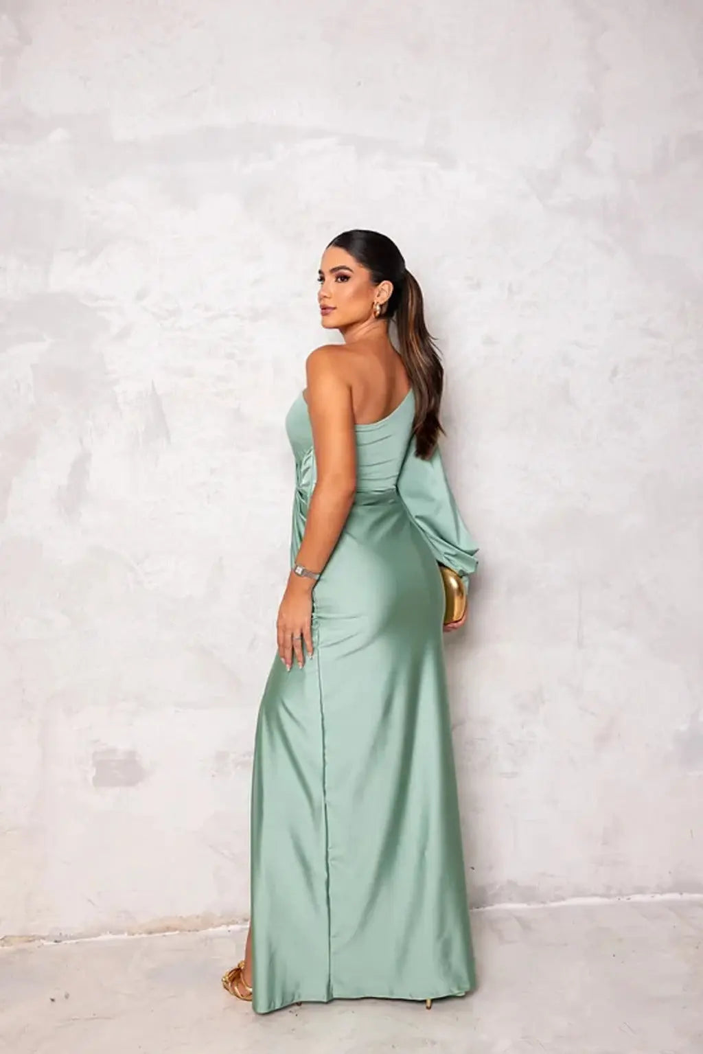 Evelyn Women's Maxi Dress | Satin One-Shoulder, Elegant Cocktail Gown 5