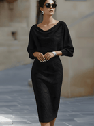 Evelyn Women's Midi Dress | Batwing Sleeve, Bodycon Fit for Summer Elegance 1