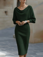 Evelyn Women's Midi Dress | Batwing Sleeve, Bodycon Fit for Summer Elegance 3