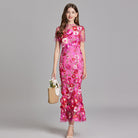 Evelyn Women's Midi Dress | Embroidered Floral Bodycon, Perfect for Summer Events 0