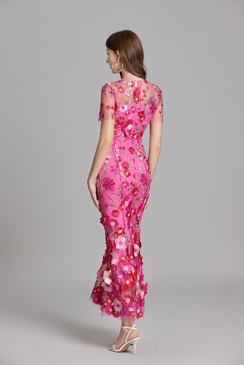 Evelyn Women's Midi Dress | Embroidered Floral Bodycon, Perfect for Summer Events 2